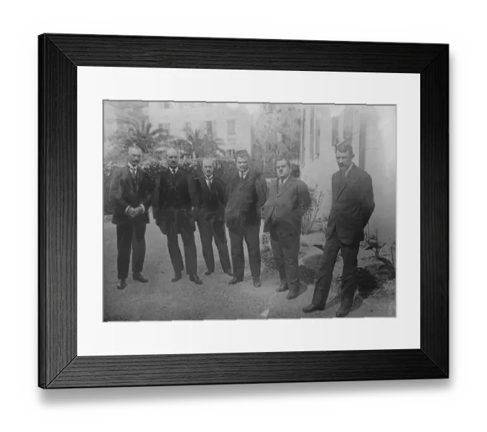 Framed Print : Bulgarian Delegation at Genoa Tourlakoff, Finance Minister ( second from left ) and Stambolisky