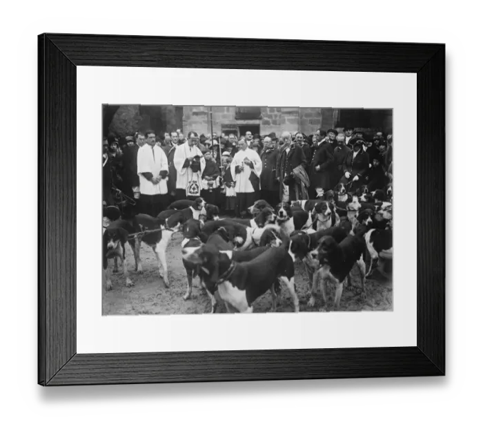 Framed Print : Blessing the hounds in connection with the fete of St Huert at Fleurines. 9 November Framed Print : Blessing the hounds in connection with the fete of St Huert at Fleurines. 9 November