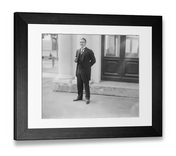 Framed Print : Mr Max Muller, British Minister in Warsaw photographed outside the Embassy, Poland 25 Framed Print : Mr Max Muller, British Minister in Warsaw photographed outside the Embassy, Poland 25