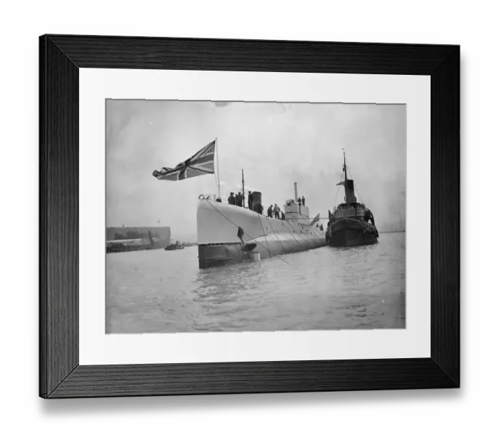 Framed Print : First British submarine with a name, newest type of vessel launched at Chatham
