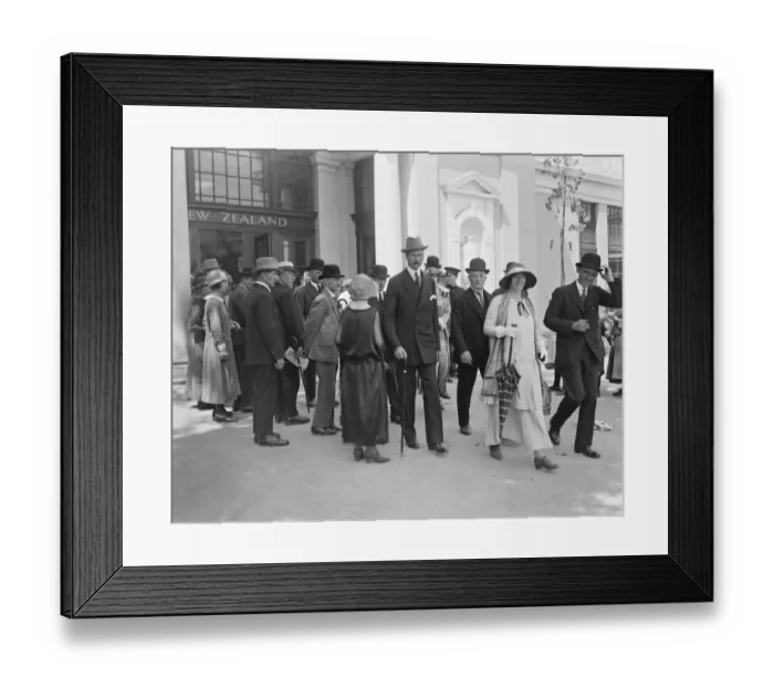 Framed Print : The King and Queen of Denmark visit the Wembley exhibition. The King leaving