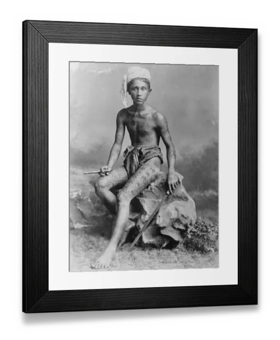Framed Print : Tattooing as an aid to courtship. A Shan youth of a Burmese country village who Framed Print : Tattooing as an aid to courtship. A Shan youth of a Burmese country village who