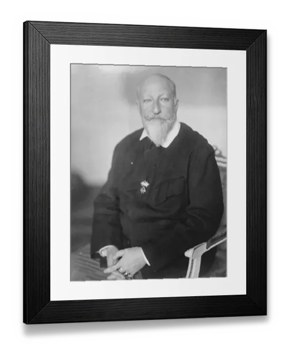 Framed Print : Foxy Ferdinand, ex ruler of Bulgaria, wearing a novel garment designed by himself Framed Print : Foxy Ferdinand, ex ruler of Bulgaria, wearing a novel garment designed by himself