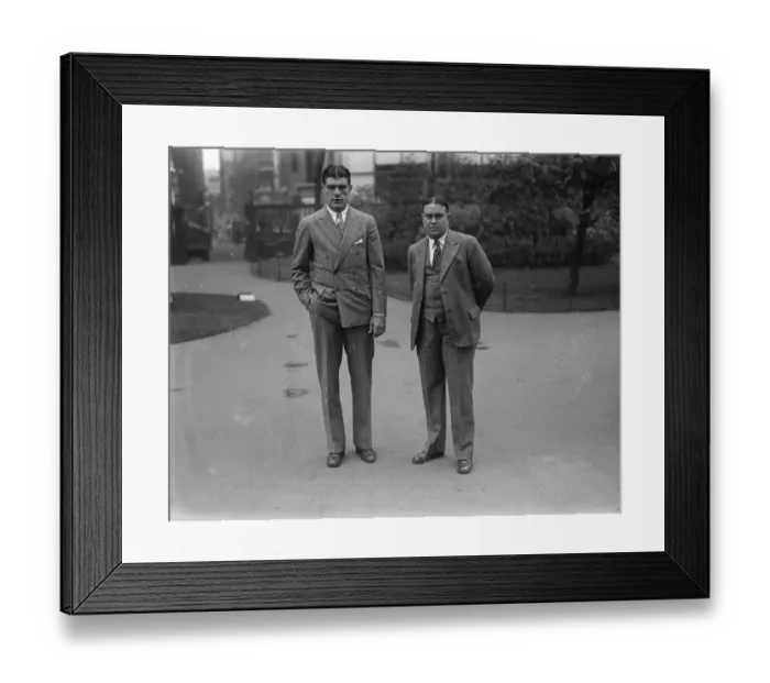 Framed Print : Young Stribling posed with his father. 1929