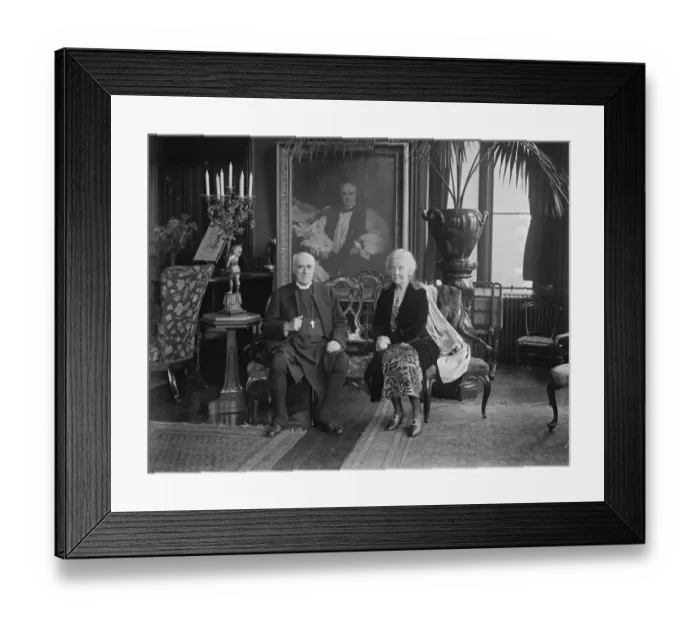 Framed Print : The resignation of the Archbishop of Canterbury. Dr and Mrs Randall Davidson photographed Framed Print : The resignation of the Archbishop of Canterbury. Dr and Mrs Randall Davidson photographed