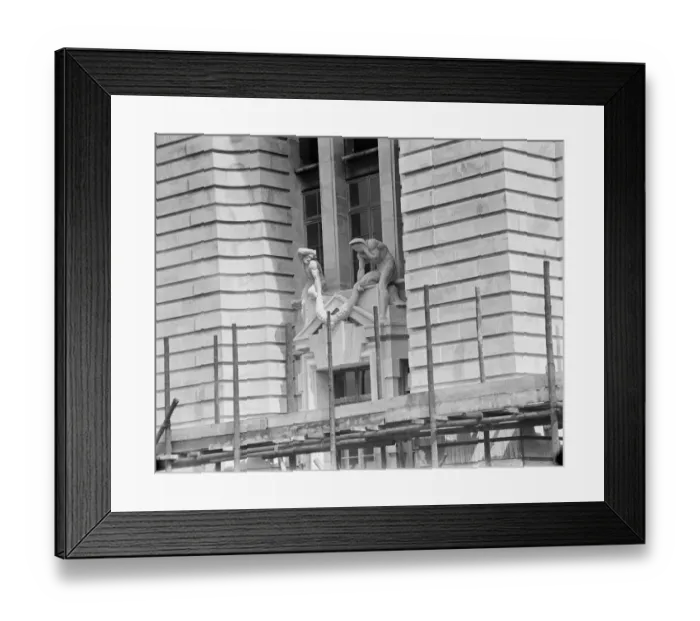 Framed Print : Mysterious Statuary on Londons New County Ball One of the sculptured groups it has