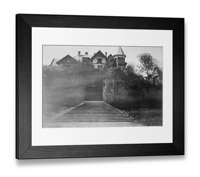Framed Print : Kashmir, India. Maharajah, Sir Hari Singhs private house on the hill above Framed Print : Kashmir, India. Maharajah, Sir Hari Singhs private house on the hill above