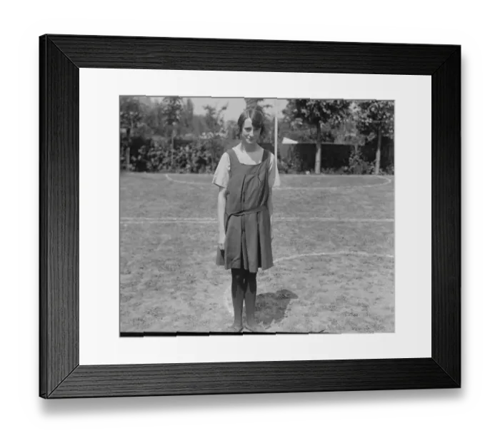 Framed Print : 16 year old Miss Dulcie M Myhill, competing in the Wembley Grammer school sports Framed Print : 16 year old Miss Dulcie M Myhill, competing in the Wembley Grammer school sports