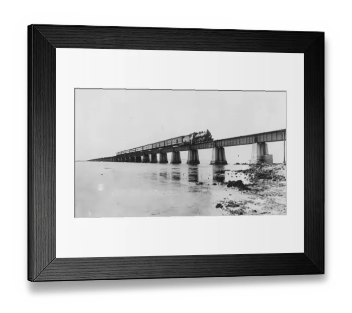 Framed Print : Broken through in several places by Florida hurricane. The famous flyer of Framed Print : Broken through in several places by Florida hurricane. The famous flyer of