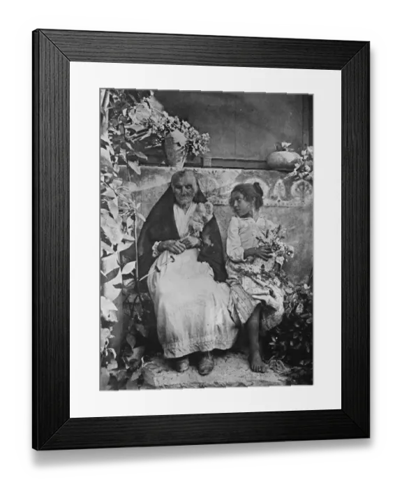 Framed Print : Oldest human being alive. Signora Maria Scandurra, 124 years old with her great Framed Print : Oldest human being alive. Signora Maria Scandurra, 124 years old with her great