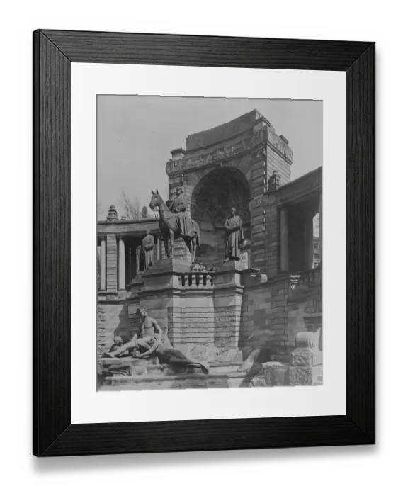 Framed Print : Moltke statue blown up at Halle. An attempt has been made at Halle, Saxony, to
