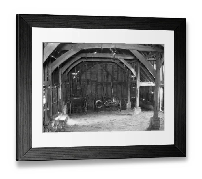 Framed Print : An old barn at Stonehall Farm, Oxted, Surrey, to be demolished and the materials Framed Print : An old barn at Stonehall Farm, Oxted, Surrey, to be demolished and the materials