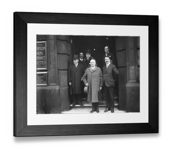 Framed Print : Important industrial conference at offices of Federation of British industries. Left to right Framed Print : Important industrial conference at offices of Federation of British industries. Left to right