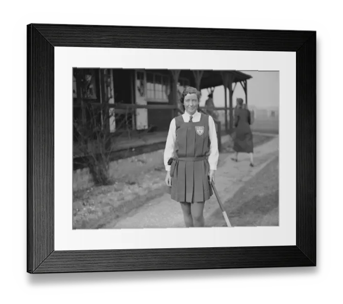 Framed Print : Ladies Hockey match at Merton Abbey - England versus Scotland. Miss Janet Ellis Framed Print : Ladies Hockey match at Merton Abbey - England versus Scotland. Miss Janet Ellis