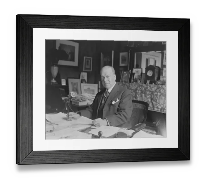 Framed Print : Mr Bernard Abinger, well known sporting solicitor, who is writing a book of reminiscences Framed Print : Mr Bernard Abinger, well known sporting solicitor, who is writing a book of reminiscences