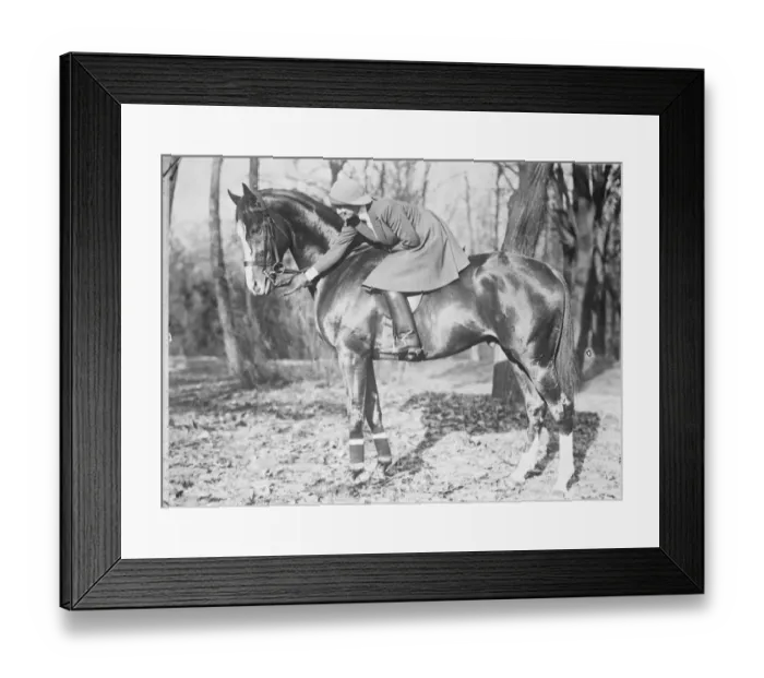 Framed Print : Princess Ileana photographed by her mother astride her favourite horse 18 June1925 Framed Print : Princess Ileana photographed by her mother astride her favourite horse 18 June1925