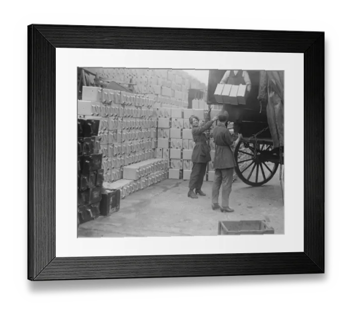Framed Print : The Great Railway Strike Unloading empty petrol cans at the Anglo Mexican petroleum yard Framed Print : The Great Railway Strike Unloading empty petrol cans at the Anglo Mexican petroleum yard