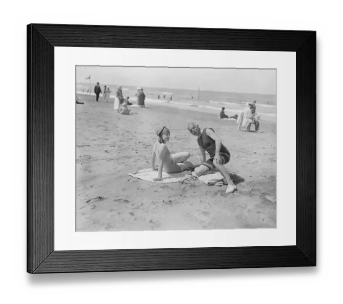 Framed Print : The Deauville Season. Mr Otto Kahn, the famous banker on the sands at Deauville with a friend Framed Print : The Deauville Season. Mr Otto Kahn, the famous banker on the sands at Deauville with a friend