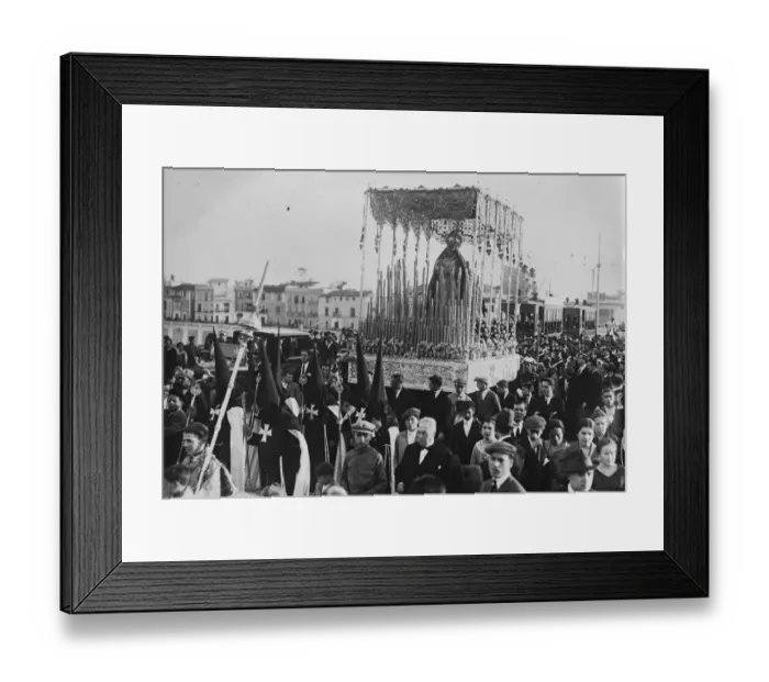 Framed Print : Holy week in Seville. The Virgin of Protection passing over the famous Triana Bridge Framed Print : Holy week in Seville. The Virgin of Protection passing over the famous Triana Bridge