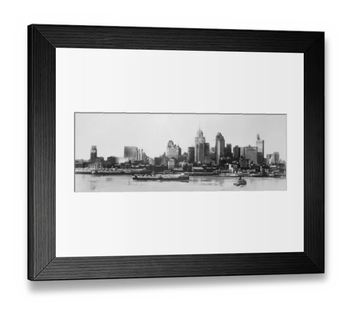 Framed Print : Recently erected skyscrapers in Detroit, USA. March 1929 Framed Print : Recently erected skyscrapers in Detroit, USA. March 1929