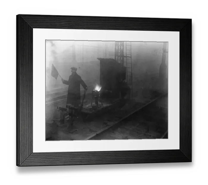 Framed Print : The Guardian Angel Controlling traffic in the heart of the fogbound London on Framed Print : The Guardian Angel Controlling traffic in the heart of the fogbound London on