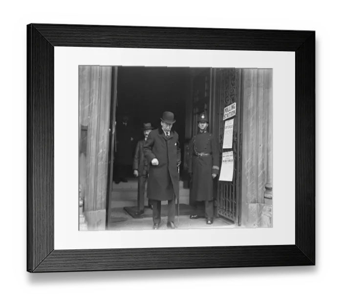 Framed Print : Distinguished Voters in L C C Elections Sir james R D McGrigor B T leaving the City Hall Framed Print : Distinguished Voters in L C C Elections Sir james R D McGrigor B T leaving the City Hall