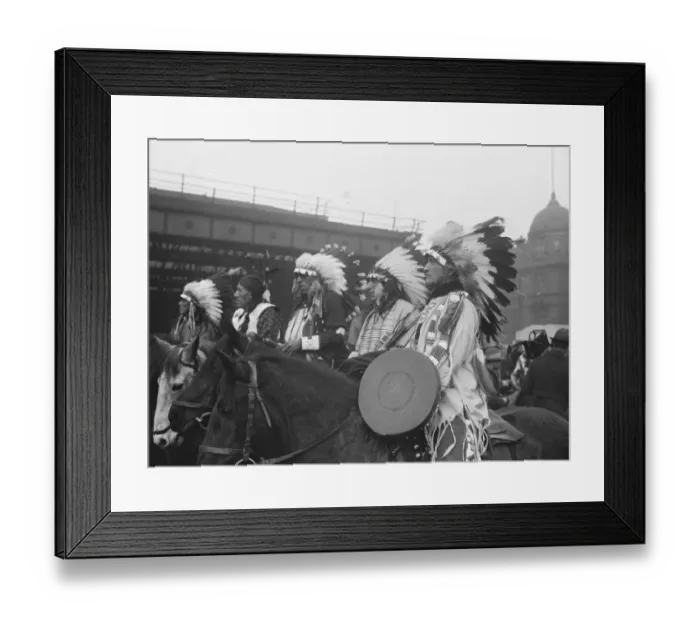 Framed Print : Original caption: Arrival of Red Indians in London. To appear at Olympia Circus Framed Print : Original caption: Arrival of Red Indians in London. To appear at Olympia Circus