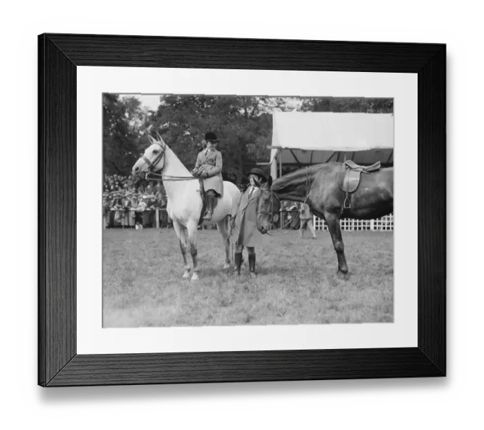 Framed Print : Tring show, 1922. Miss Patricia ( dismounted ) and Miss Barbara Grant Morden Framed Print : Tring show, 1922. Miss Patricia ( dismounted ) and Miss Barbara Grant Morden