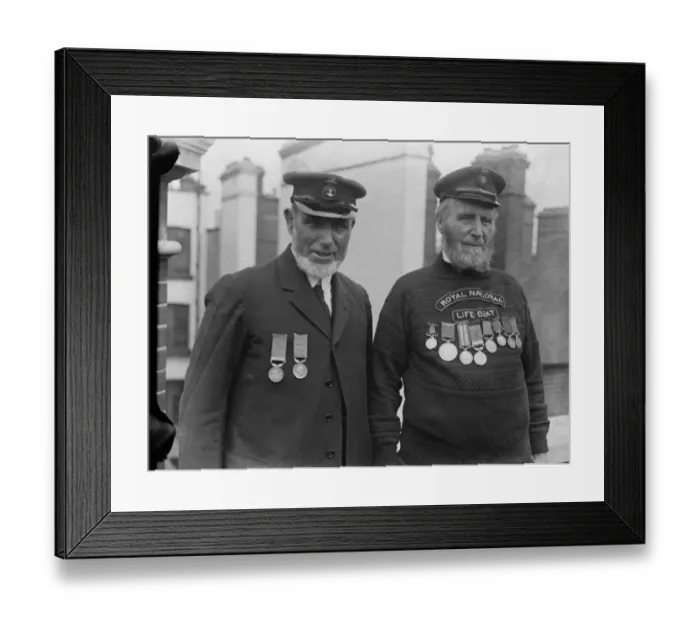 Framed Print : The King receives lifeboat VC s. In connection with the Lifeboat Centenary celebrations Framed Print : The King receives lifeboat VC s. In connection with the Lifeboat Centenary celebrations