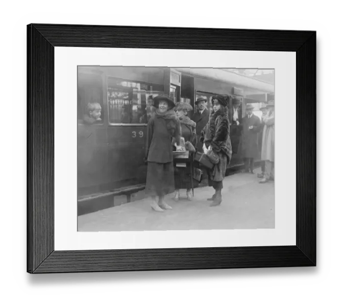 Framed Print : Off to America The Earl and Countess of Granard ( on right ) photographed at Waterloo Framed Print : Off to America The Earl and Countess of Granard ( on right ) photographed at Waterloo