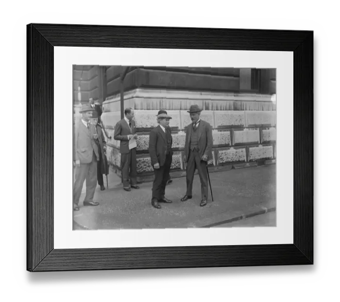 Framed Print : Mr Rameay MacDonald meets the Irish leaders The Premier leaing the Foreign office with his agent Framed Print : Mr Rameay MacDonald meets the Irish leaders The Premier leaing the Foreign office with his agent