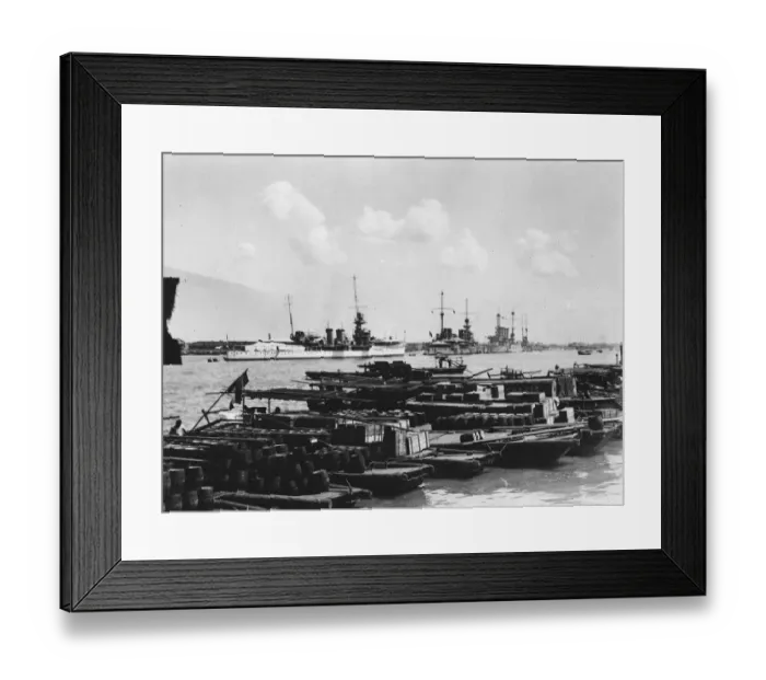 Framed Print : The situation in China. Warships off Shanghai. 2 February 1927