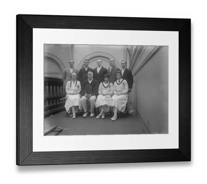 Framed Print : England versus Scotland in International Badminton. Teams representing England