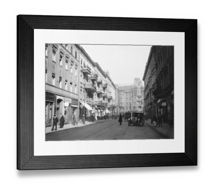 Framed Print : Posen, Poland. A street scene. 24 October 1921 Framed Print : Posen, Poland. A street scene. 24 October 1921
