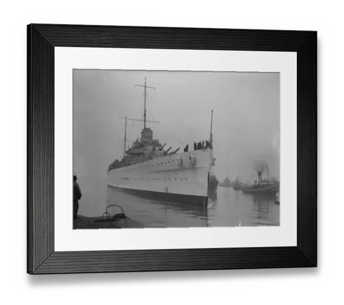 Framed Print : HMS Cumberland, the new British cruiser, which has just arrived at Chatham. 13 Framed Print : HMS Cumberland, the new British cruiser, which has just arrived at Chatham. 13