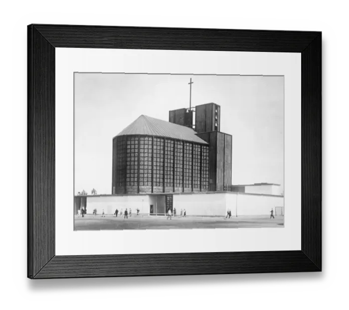 Framed Print : The worlds most amazing church. The new building composed entirely of steel copper