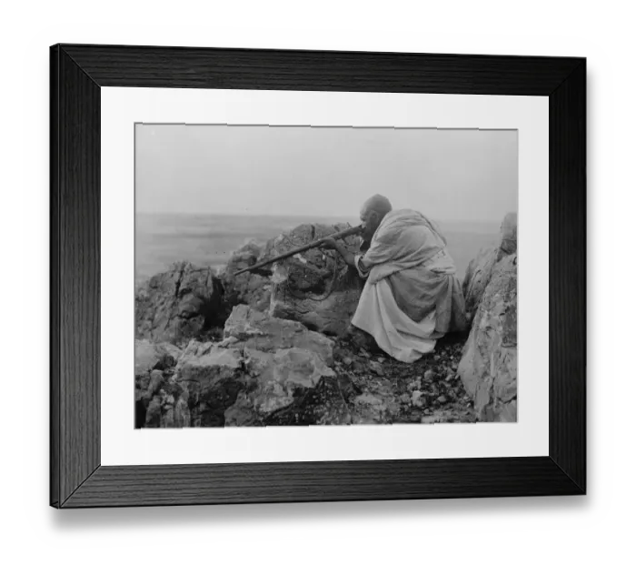 Framed Print : Concerned in the Peshawar trouble. A typical Afridi sniper behind the rocks. 7 Framed Print : Concerned in the Peshawar trouble. A typical Afridi sniper behind the rocks. 7
