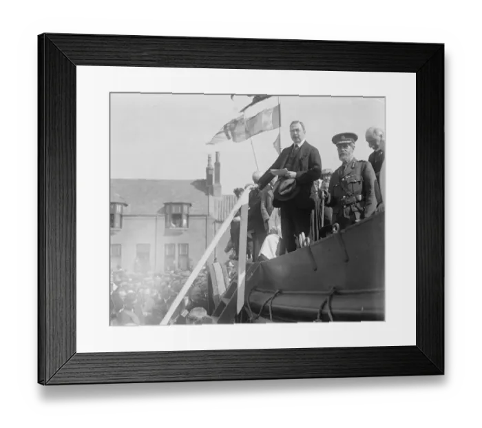 Framed Print : Duke of Atholl at lifeboat ceremony at Peterhead. The Duke of Atholl, speaking Framed Print : Duke of Atholl at lifeboat ceremony at Peterhead. The Duke of Atholl, speaking
