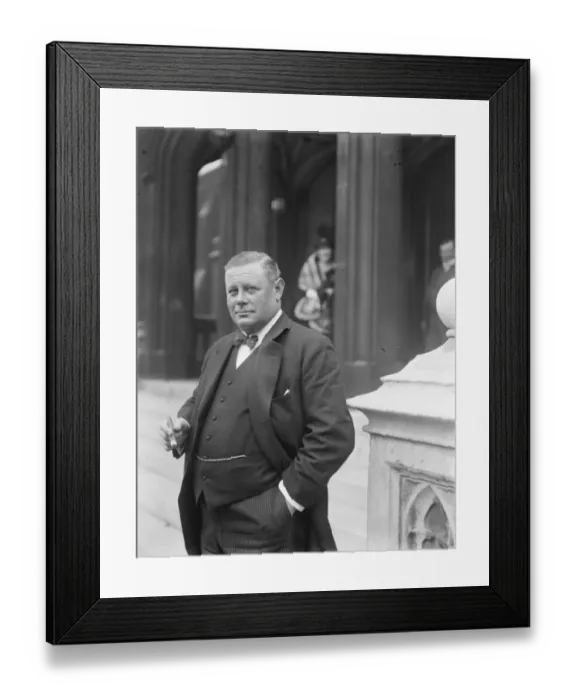 Framed Print : Sir Hamar and Lady Greenwoods little son christened at Grays Inn Chapel. Sir Eric Geddes