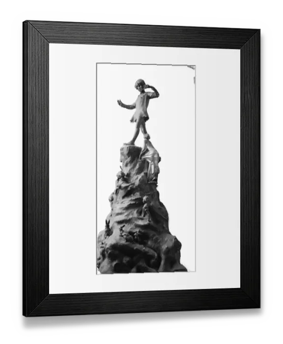Framed Print : A gift from the children of England to the children of Belgium. A Peter Pan statue