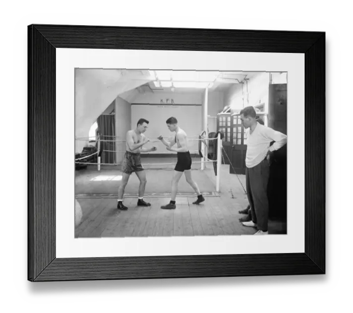 Framed Print : British boxers, Teddy Baldock ( left ) and Archie Bell. They will meet Framed Print : British boxers, Teddy Baldock ( left ) and Archie Bell. They will meet