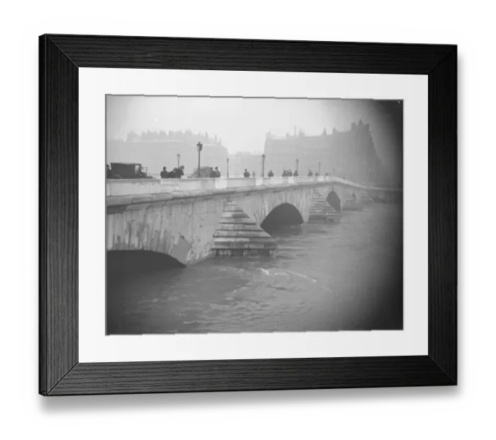 Framed Print : Paris under water. The 1740 mark on the Pont Royal, which the flood threatens to reach Framed Print : Paris under water. The 1740 mark on the Pont Royal, which the flood threatens to reach