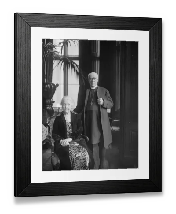 Framed Print : The resignation of the Archbishop of Canterbury. Dr and Mrs Randall Davidson photographed Framed Print : The resignation of the Archbishop of Canterbury. Dr and Mrs Randall Davidson photographed