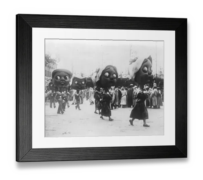 Framed Print : King Carnival at Nice Some of the Biig Heads in the Procession 27 January 1921 Framed Print : King Carnival at Nice Some of the Biig Heads in the Procession 27 January 1921