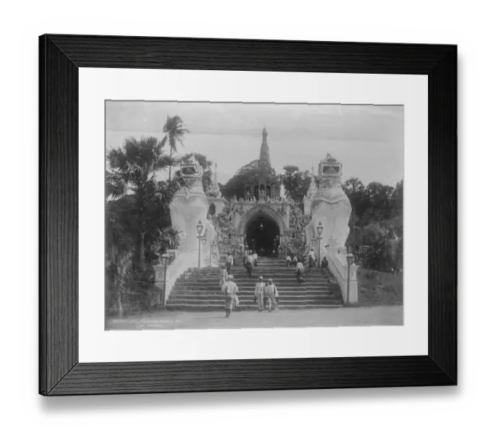 Framed Print : The entrance to the famous Shwe Dagone Pagoda at Rangoon Burma 31 December 1921
