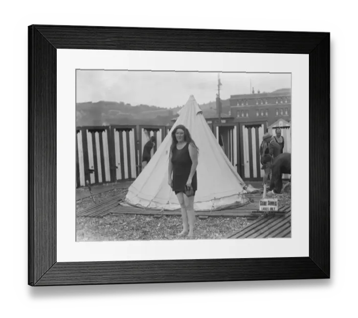 Framed Print : Mrs Barratt, who is endeavouring to swim the channel. 12 August 1926