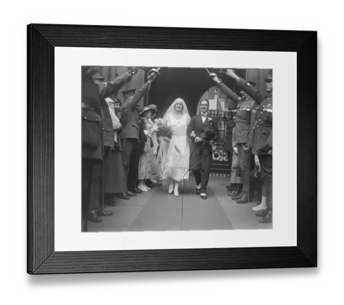 Framed Print : Draggon Guards Officer Weds Mr K B Stanley 4th Royal Irish Dragoon Guards and Miss Framed Print : Draggon Guards Officer Weds Mr K B Stanley 4th Royal Irish Dragoon Guards and Miss