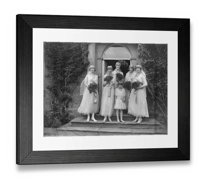 Framed Print : Bishop of Kingston married to the Hon Elaine Orde Powlett at Wensley. The bridesmaids Framed Print : Bishop of Kingston married to the Hon Elaine Orde Powlett at Wensley. The bridesmaids