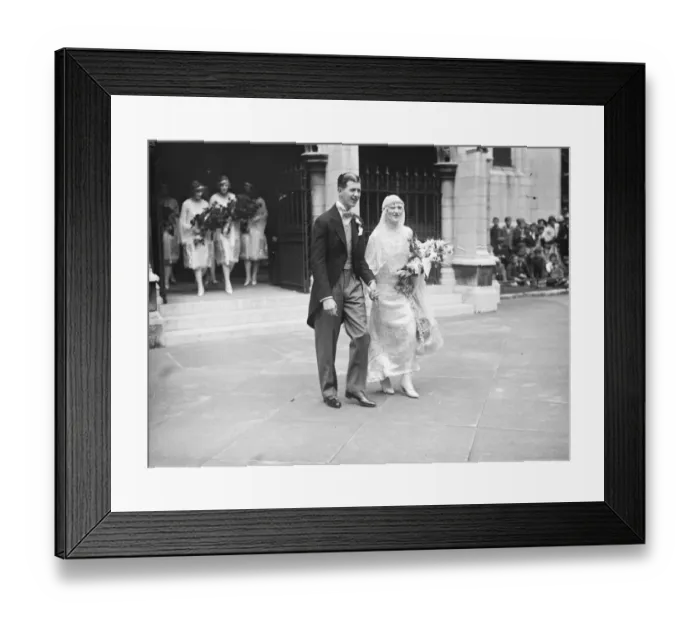 Framed Print : King of Spain attend a notable London wedding. The Hon Rosemary Guest, daughter