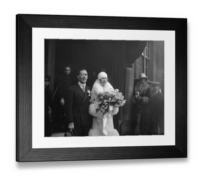 Framed Print : Wedding. Miss Madge Stuart was married to Mr Dion Titheradge at Princes row register office Framed Print : Wedding. Miss Madge Stuart was married to Mr Dion Titheradge at Princes row register office